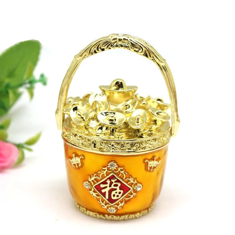 Luck in Making Money Trinket Box A Bucket of Gold Shape Jewelry Display Box