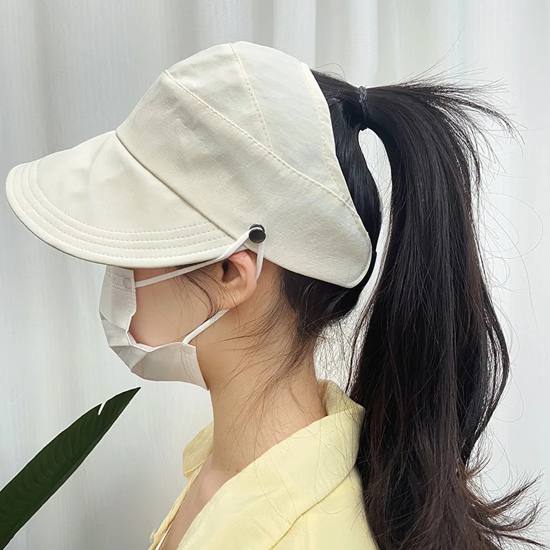 

Women Hat Adjustable Top Empty Anti-UV Wide Brim Visor Hat Easy To Carry Travel Caps Fashion Beach Summer Sun Protection Hats