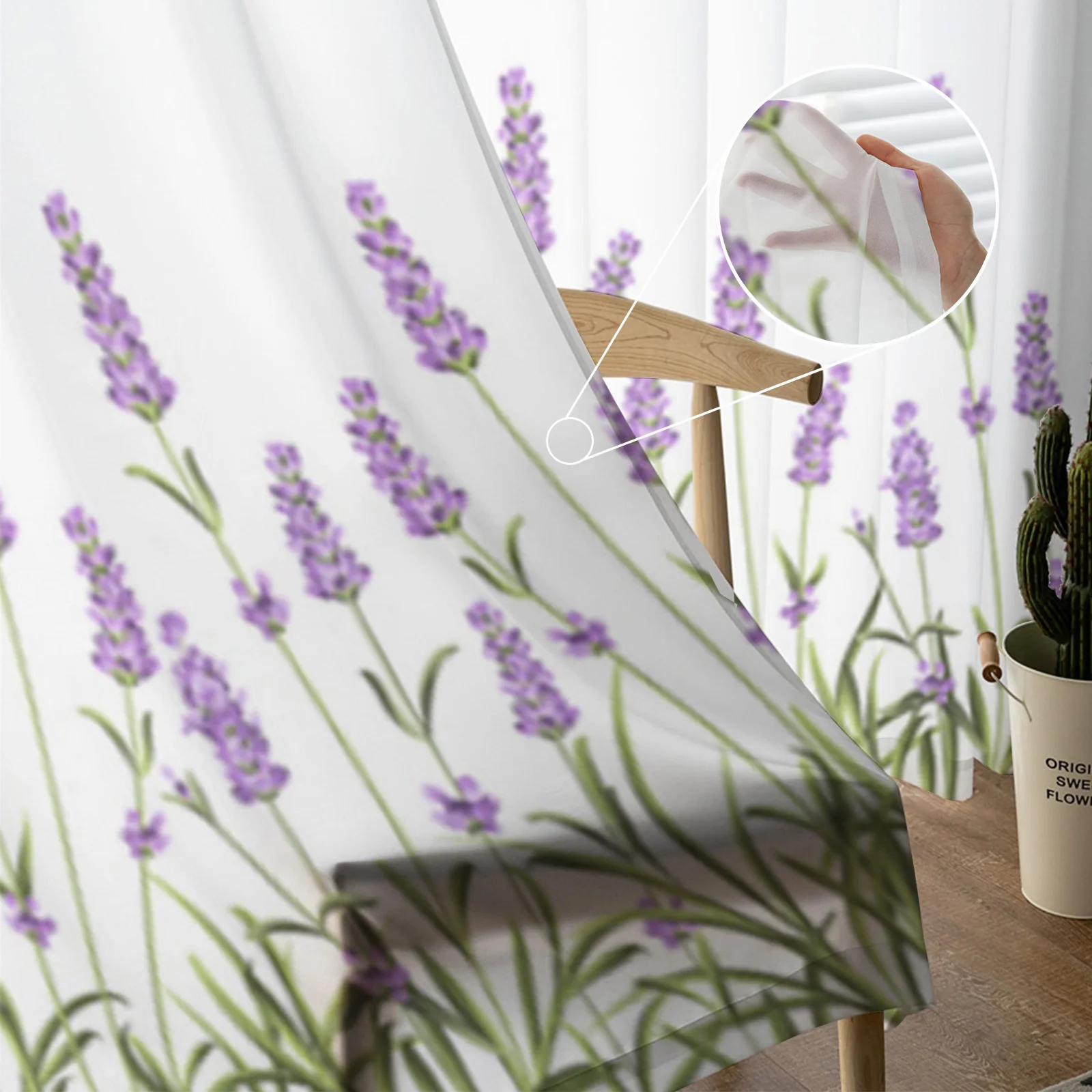 Фиолетовые Лавандовые цветы прозрачные шторы для гостиной спальни тюлевые