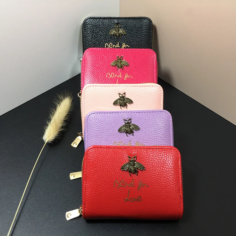Women Genuine Leather Wallets Small Female Purse Solid Split Leather Short Wallet Female Fashion Mini Card Holder Coin Wallet