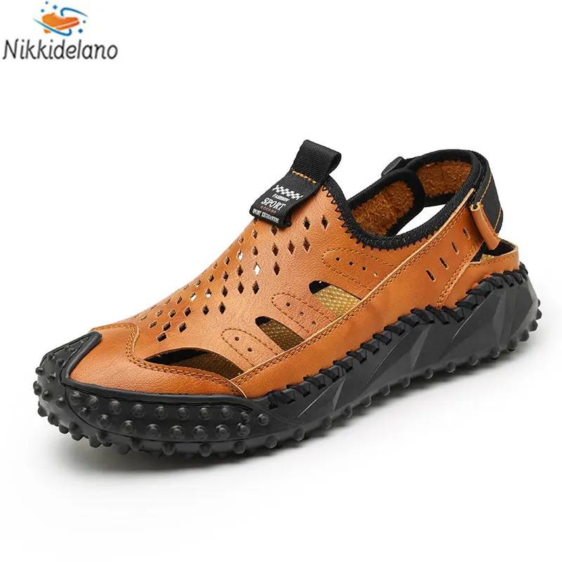 

Luxury Men Sandals Summer Hollow Loafers Men Casual Shoes Slippers Designer Men's Sneakers Breathable Walking Sandals Big Size
