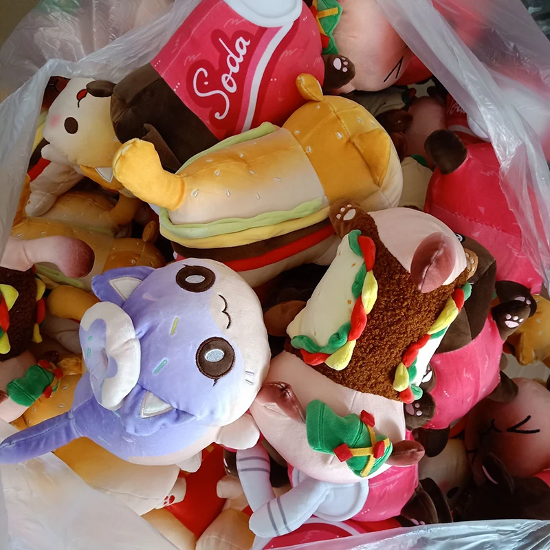 Плюшевая кукла-Кокс картофель фри гамбургеры хлеб сэндвичи еда кошка плюшевая