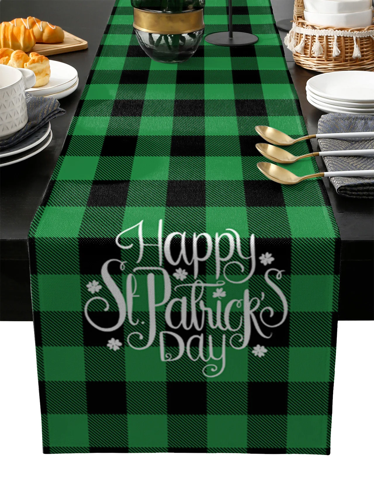 

Saint Patrick Green Table Runner Wedding Festival Table Decoration Home Decor Kitchen Table Runners Placemats