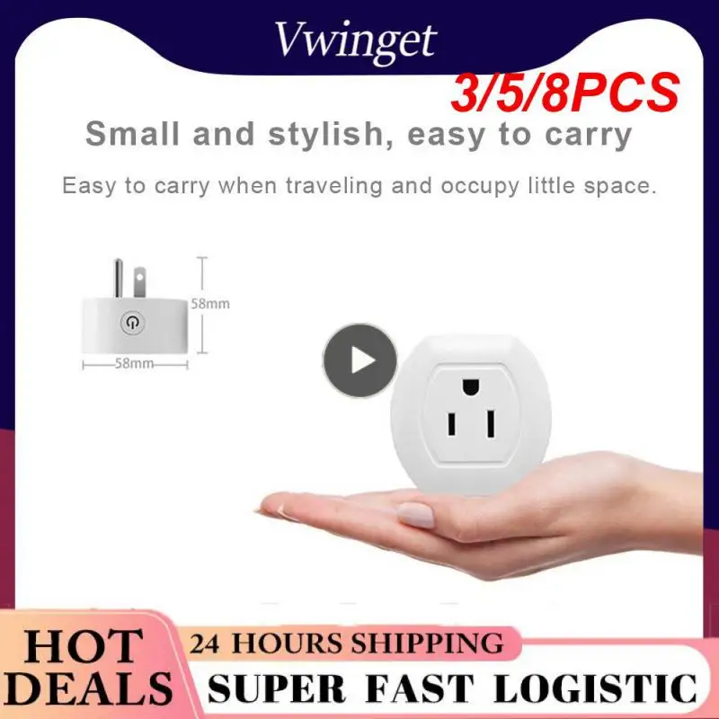 

3/5/8PCS Voice Us Plug Wireless Socket Zero Fire Wifi Smart Socket Timing Diy Smart Home New Work With Alexa Google Home