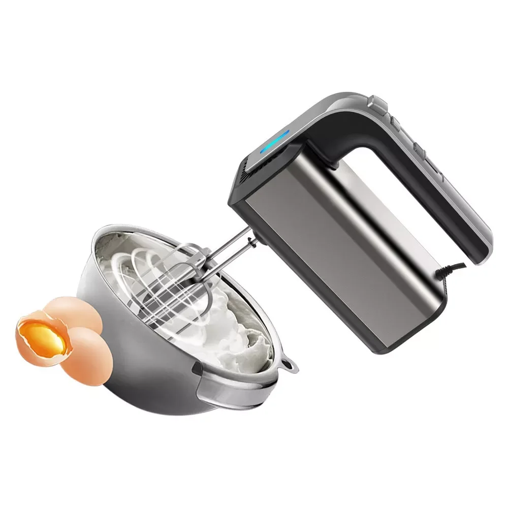 

High Electric Hand Mixer 5-Speed 500W Stainless Steel Spiral Kneader Kitchen Food Dough Blender With 2Egg Beaters 2 Dough Hooks