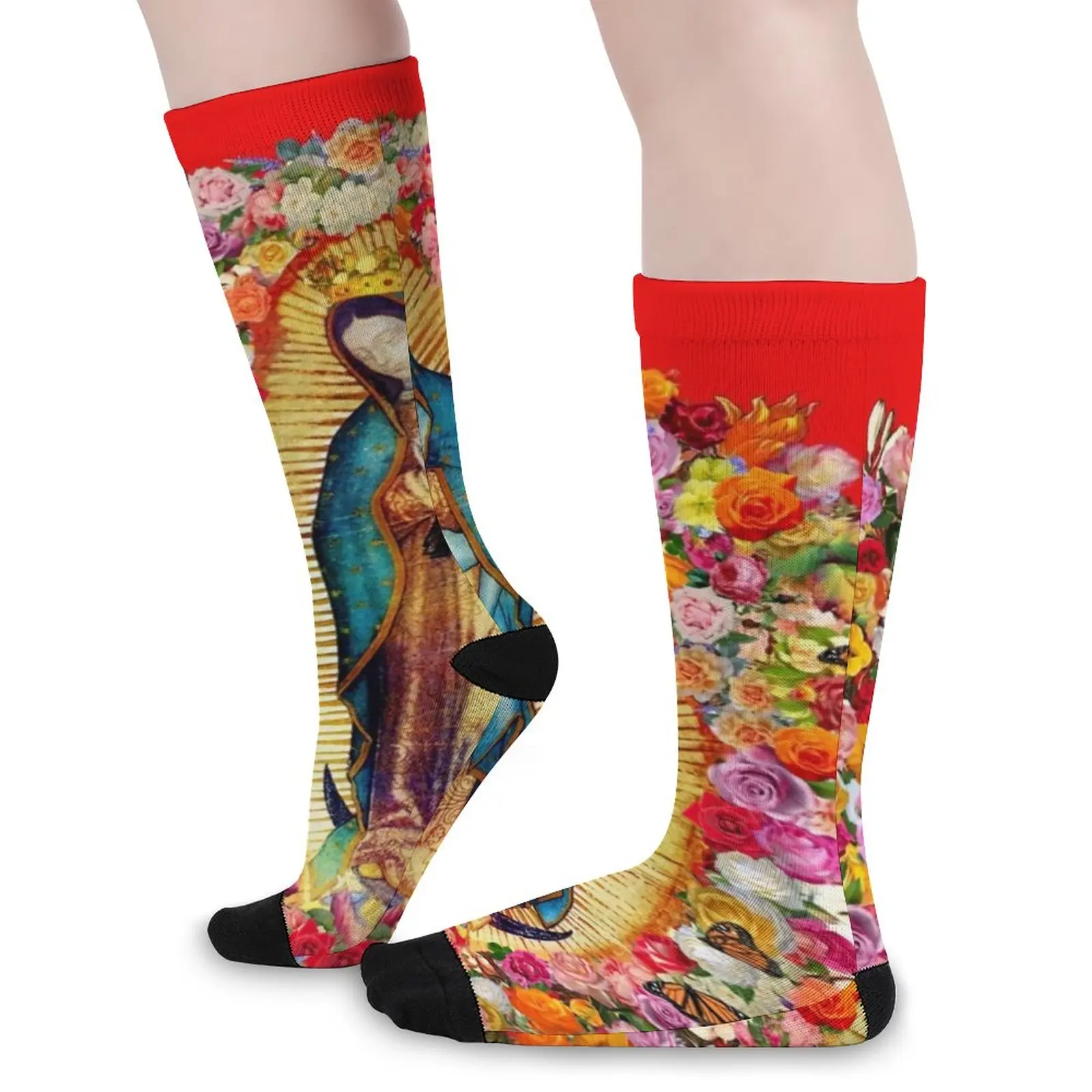 

Носки Мексиканская Дева Мария, наша Леди Гуадалупе, Современные чулки, зимние нескользящие носки для девочек, теплые дизайнерские носки для спорта на открытом воздухе