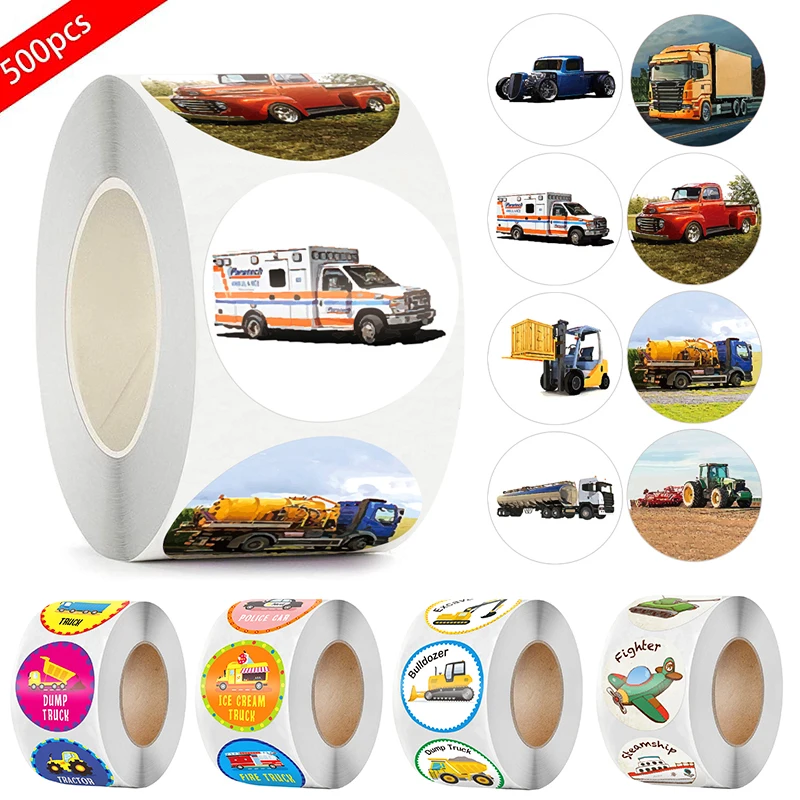 

500 шт., детские наклейки в виде маленького грузовика, 1 дюйм