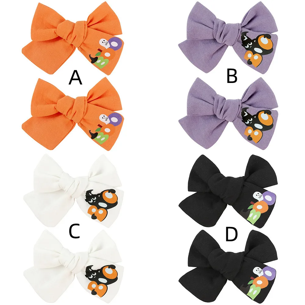 

10 Pairs/Lot,New 4inch Cotton Bows Hair Clips Halloween Baby Girls Hairpins Boutique Kids Girls Barrettes Kids Hair Accessorises