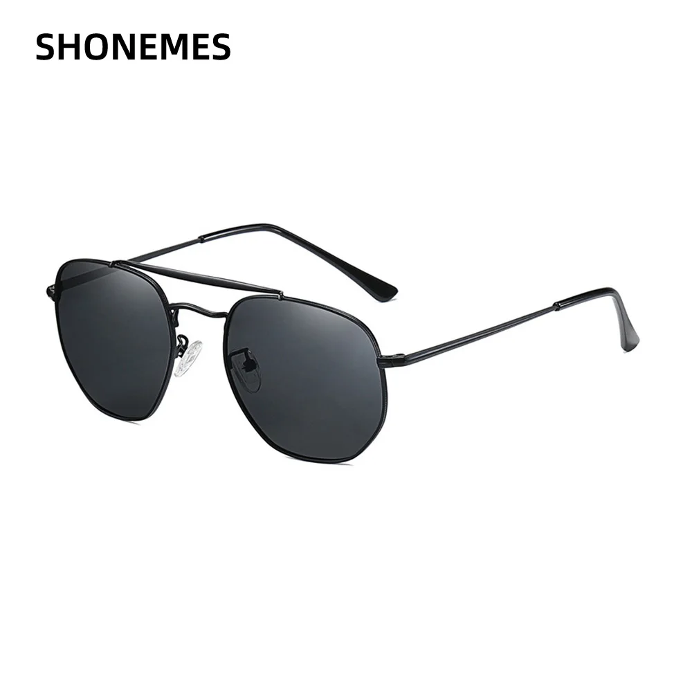 ShoneMes Vintage Polarized Hexagonal Sunglasses Men Women Metal Frame Double Bridge Shades Polygon Driving Sun Glasses