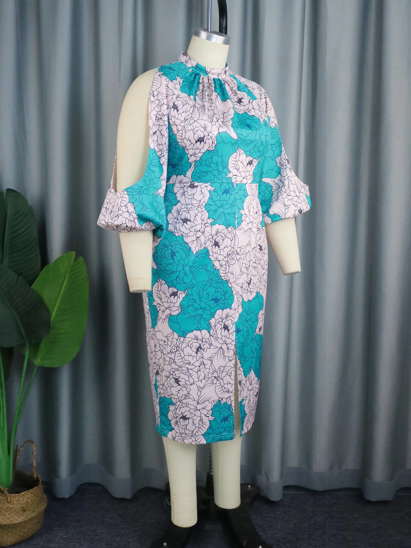 Plus Size Large Women's Dress Printed Leader Dress Commuter Hollow Vacation Fashion Dress Printed Dress Elegant Female Clothes