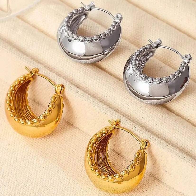 Массивные серьги из нержавеющей стали 316L с PVD-позолоченным покрытием для женщин