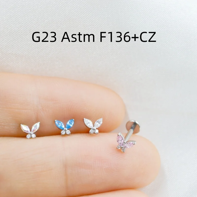 Lot10pcs G23 титановый Astm F136 CZ внутренняя резьба для губ Labret строка Козелка кружки