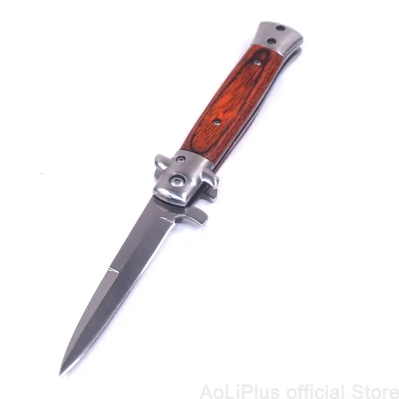 

High Hardness Folding Pocket Knife Outdoor Tactical Knife Wood Handle Combat Hunting Survival Knives Camping Self-defense Tools