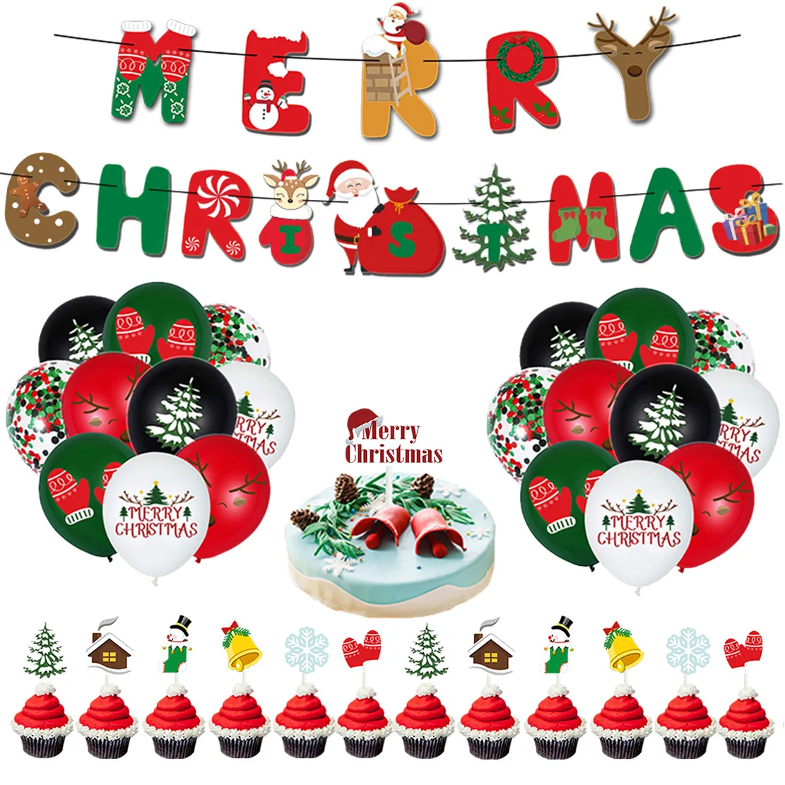 

Christmas Decoration Merry Christmas Balloons Theme Santa Claus Christmas Tree Deer Party Decoration Balloons