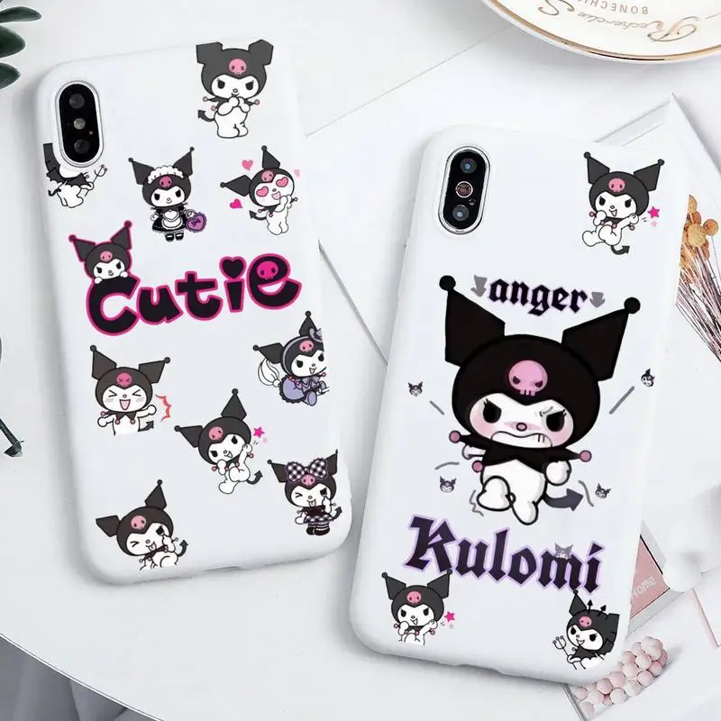 

Cute Sanrio kuromi Phone Case For iphone 14 Plus 13 12 Mini 11 Pro Max XS X XS XR White Cover