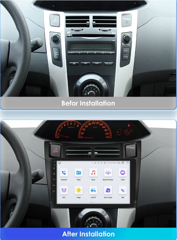 9-дюймовый для Toyota Yaris Vizi 2005-2012 Android 13.0 6 + 128G Автомобильный GPS-навигатор