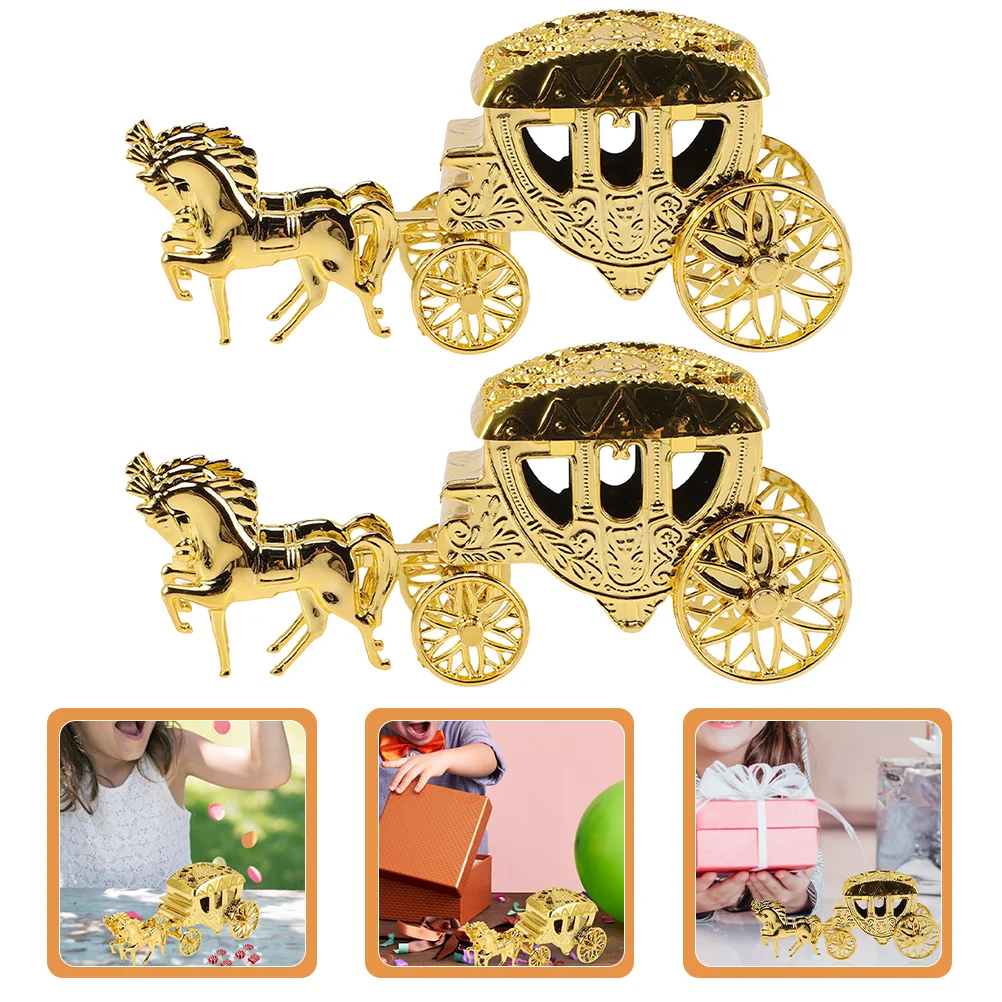 

2pcs Delicate Novelty Creative Cart Modeling Candy Boxes Carriage Candy Boxes Wedding Candy Holders Present Boxes