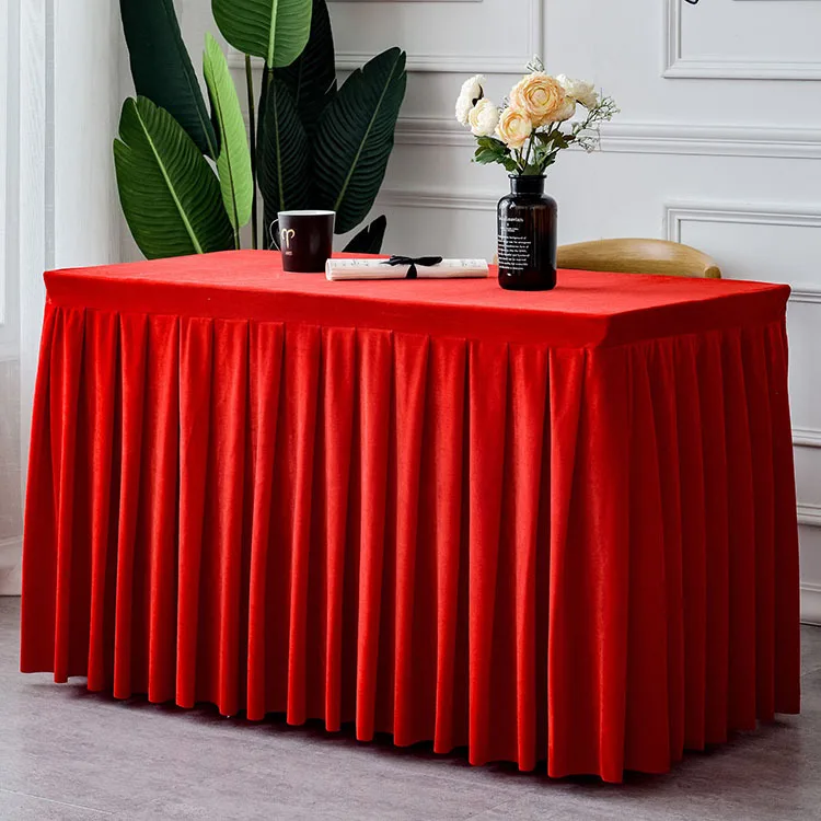

Solid color conference tablecloth exhibition celebration table cover gold velvet tablecloth table skirt plush table decorate