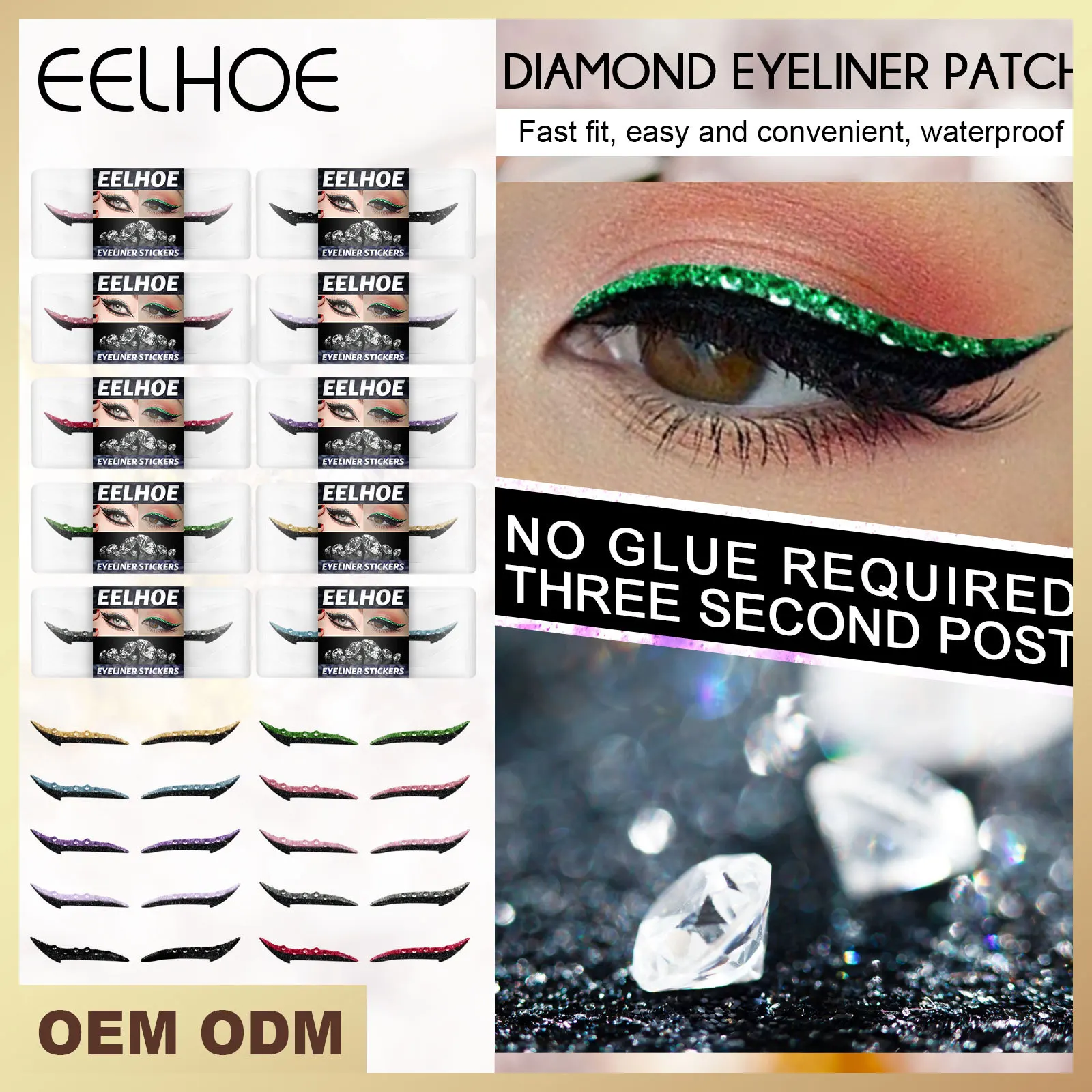 

EELHOE, Алмазный бриллиантовый водонепроницаемый респиратор, супер-вспышка, наклейка для макияжа глаз для вечевечерние НКИ, ночного клуба