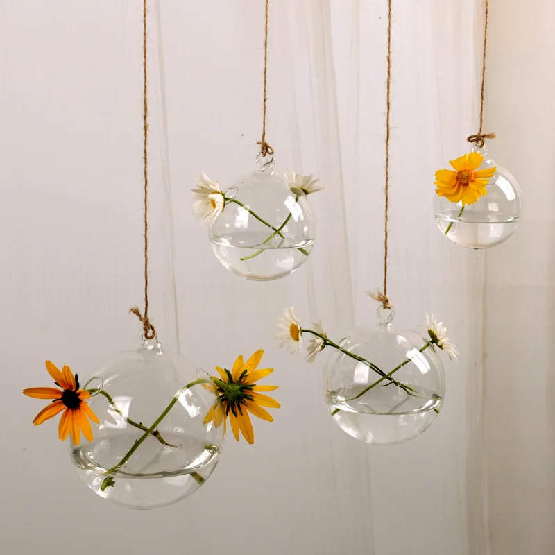 

Маленький диаметр упаковки = 8 см, 10 см, 12 см, 15 см, два мини-отверстия, подвесная стеклянная ваза для террариума, домашнее украшение, Свадебная...