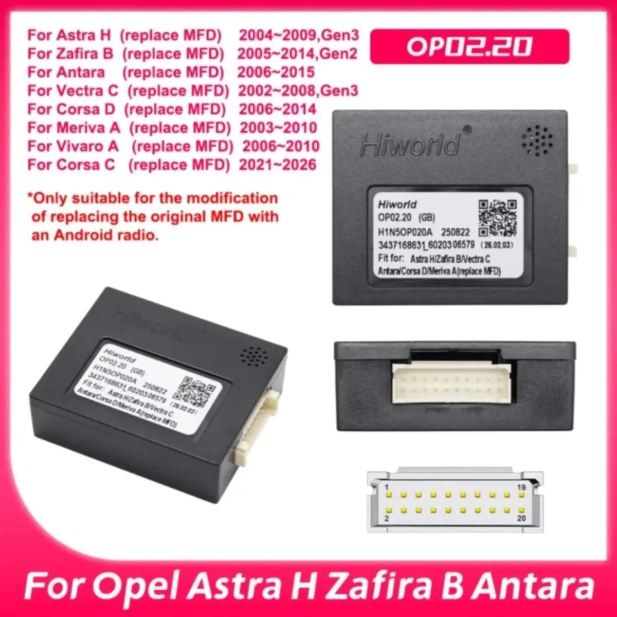 Фото Адаптер-декодер Canbus для Android автомагнитол Opel Astra H, Zafira B, Antara, Vectra C, Corsa D, Meriva A - Замена MFD №1