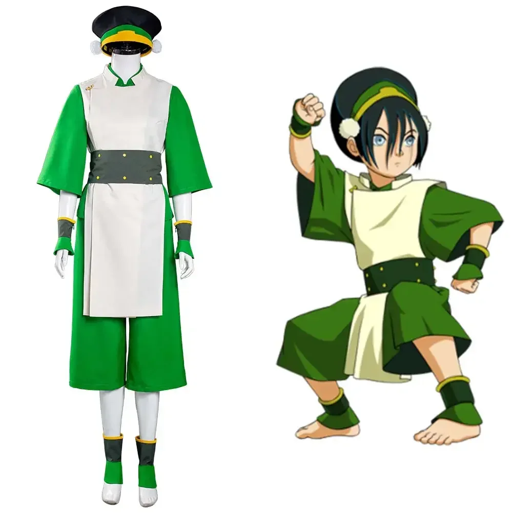 TAvatar: The Last Airbender Toph Bengfang Косплей Костюм Жилет Брюки Одежда Хэллоуин Карнавальный