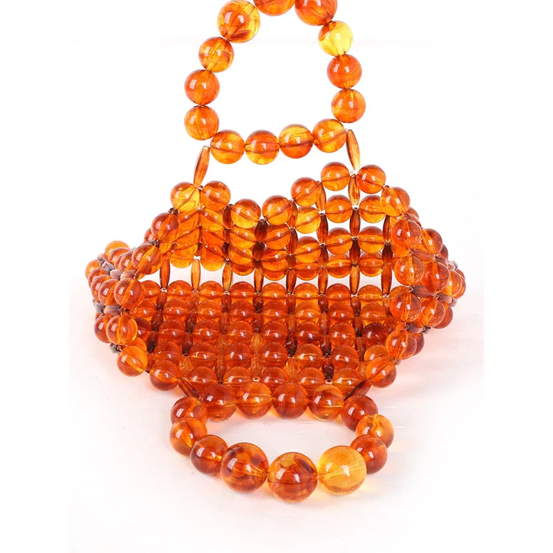 Женская сумка-тоут из акрила и пластика с прозрачными бусинами