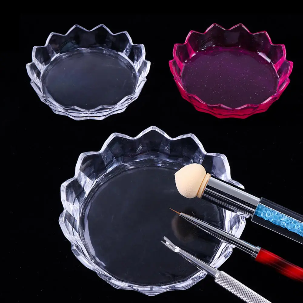 

Nail Brush Holder Stand Organizer Case Cleaner Container Storage Box Tray Plate Rhinestone Glitter Display Nail Art Tools