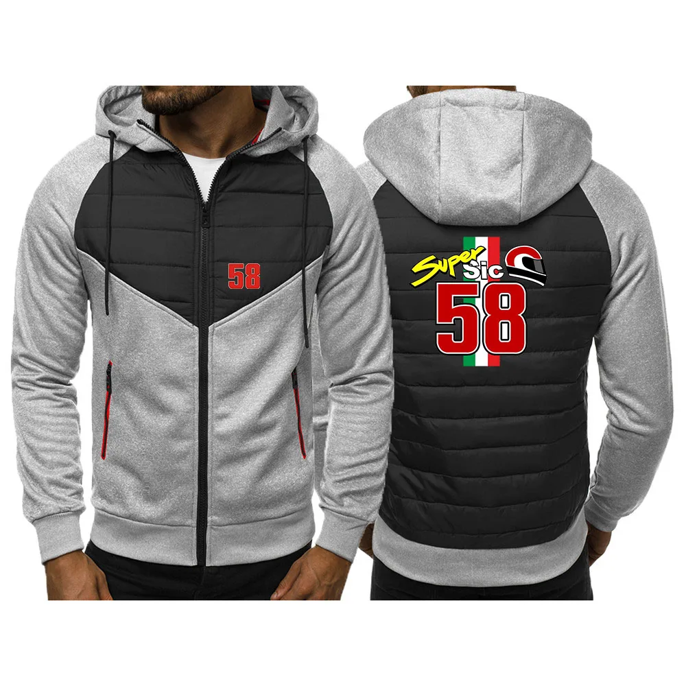 2024 весна осень мужская Marco Simoncelli Super Sic 58, модная высококачественная лоскутная хлопковая куртка с длинными рукавами и принтом логотипа, пальто (art.: 3920cb2afc35d) - 3920cb2afc35d