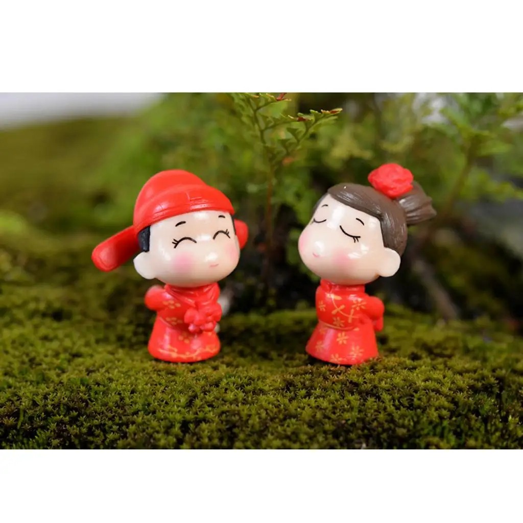 

1 пара миниатюрный мультяшный Кукольный дом невесты и жениха бонсай Сказочный Ландшафт Декор