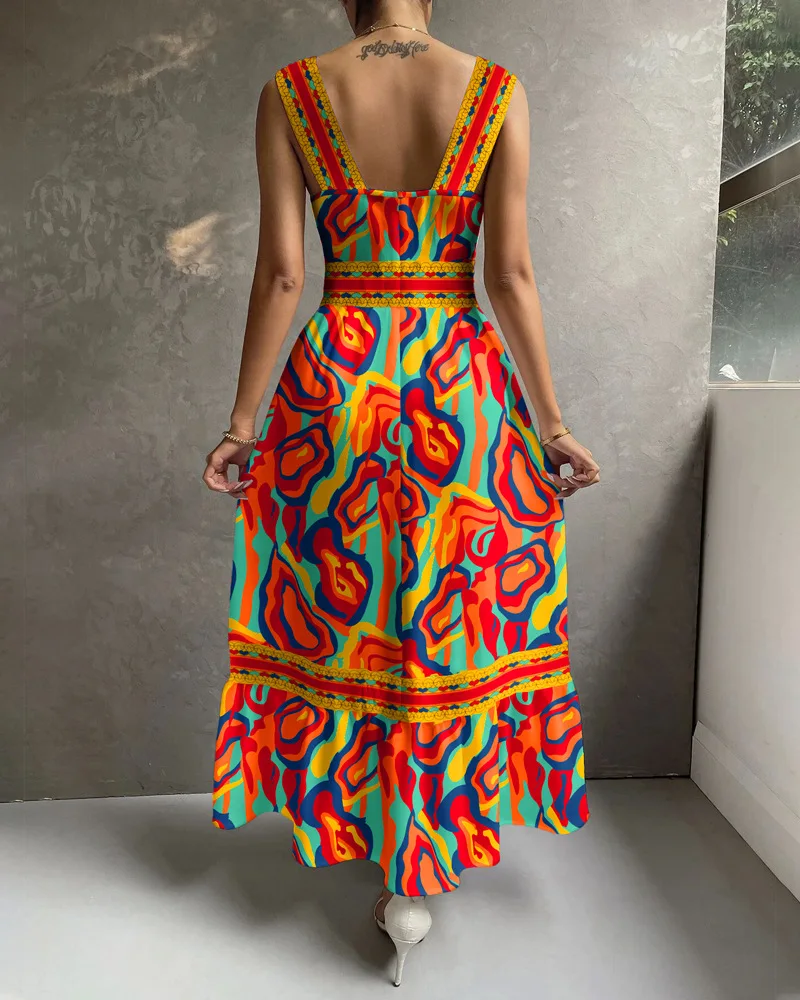 Женское длинное платье с цветочным принтом элегантное кружевное платье-макси