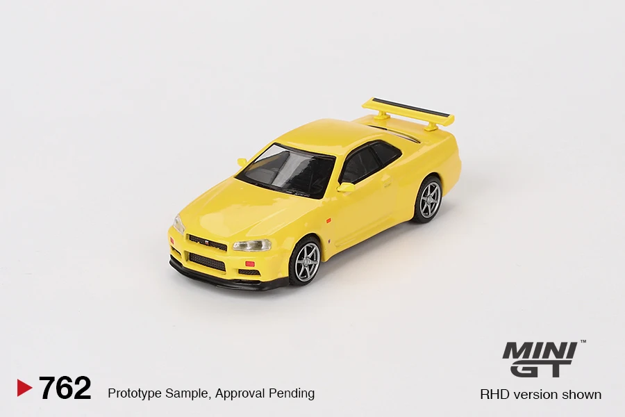 MINIGT 1/64 7762 Nissan Skyline GT-R (R34) V-Spec Lightning Yellow 743 772 имитация сплава литая под давлением