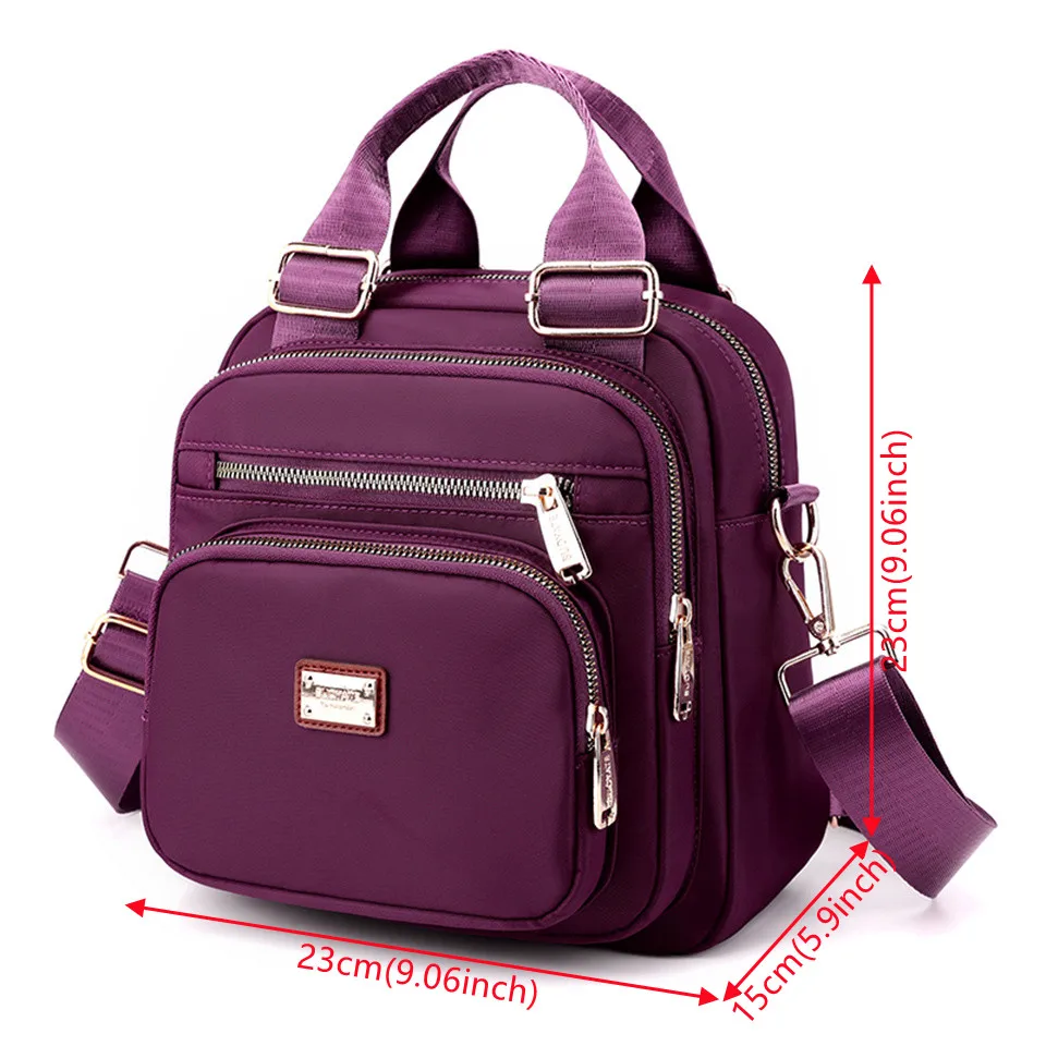 Solid Color Fashion Backpack Shoulder Handbags Female Tote Travel Backpack Nylon Crossbody Shopper Bags For Women