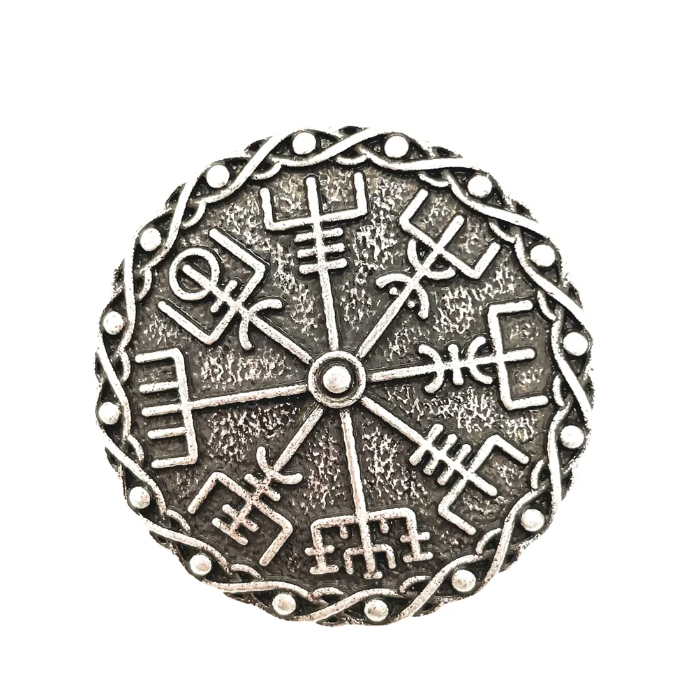 

Nostalgia Nordic Viking Vegvisir Scandinavian Compass Icelandic Wicca Metal Brooches For Men Women Vintage Accessories