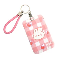 cute badge holder creative keychain card sleeve slide cover protective sleeve