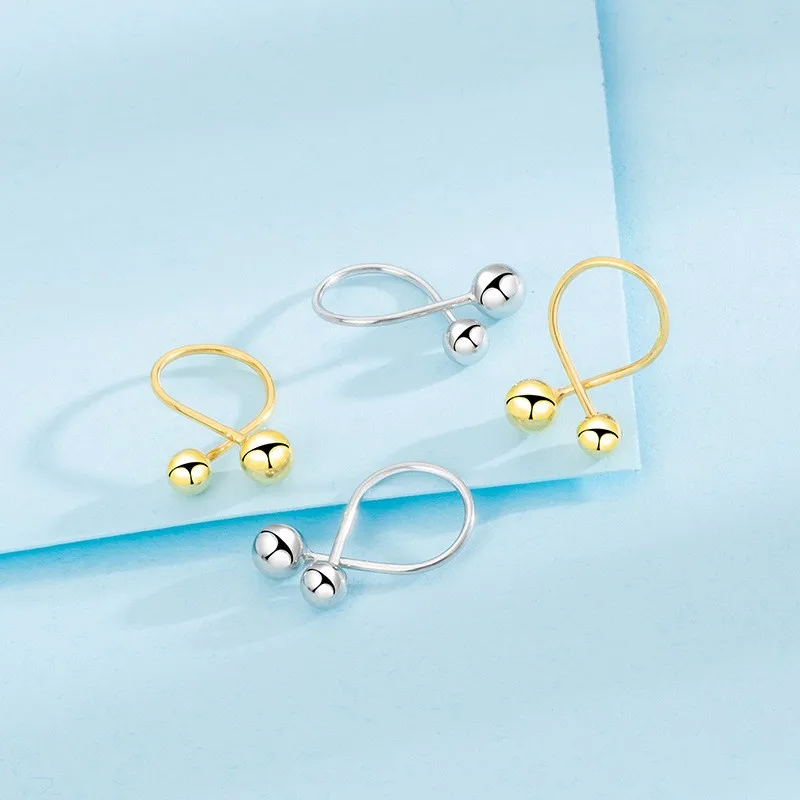 

E01686 ZFSILVER 925 Silver Korean Fashion Trendy Love Simple Curved Needle Screw Ball Stud Earring Jewelry Girl Women Match-all