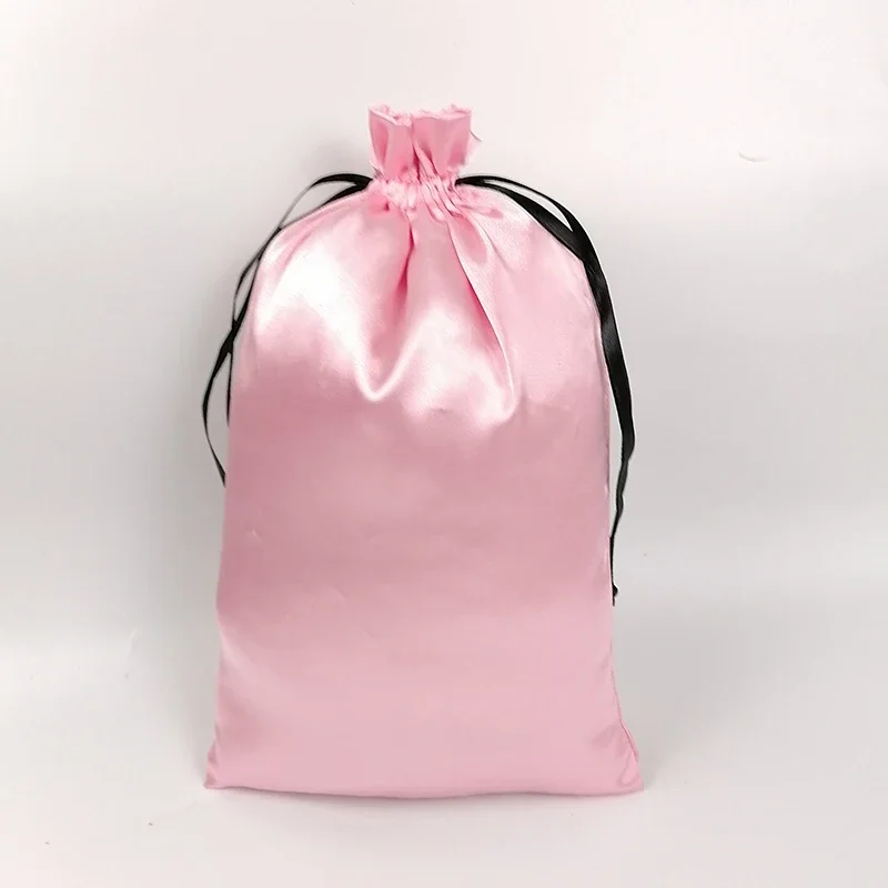 

50p PinkSilk Satin Gift Bags Hair Extensions Packaging Pouch Jewelry Wigs Makeup Cosmetic Shoe Dustproof Bag Custom Logo Sachet