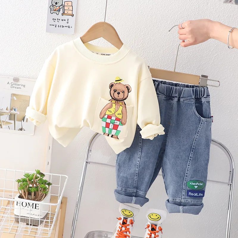 

Fashion Toddler Baby Boys Girl Fall Clothes Sets Baby Girl Clothing Set Kids Sports Bear Sweatshirt Pants 2Pcs Suits Outfits