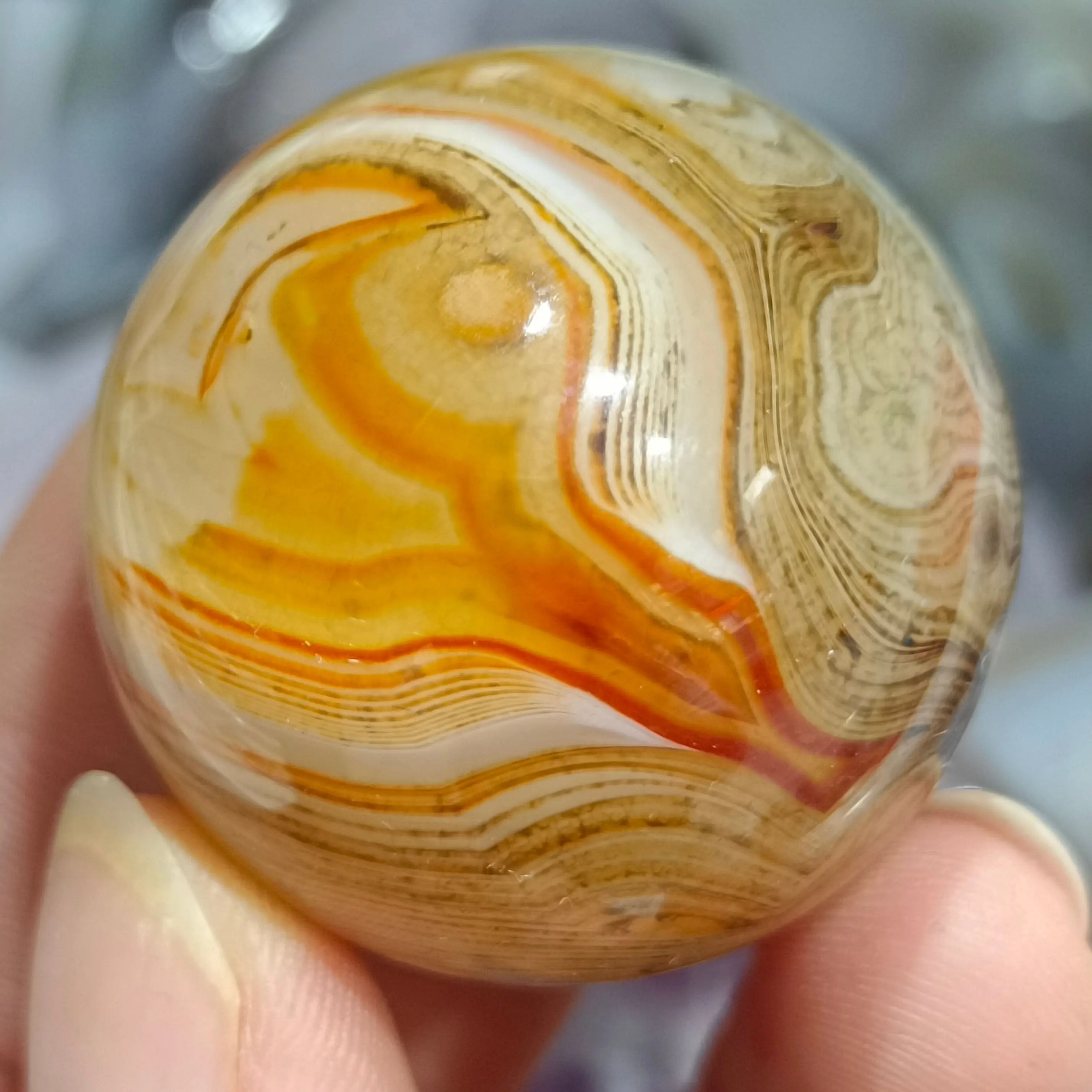 

Натуральная мадагаскарская лента агатовый шарик ручная полировка Кристалл энергетическое Исцеление украшение для дома и офиса подарок ру...