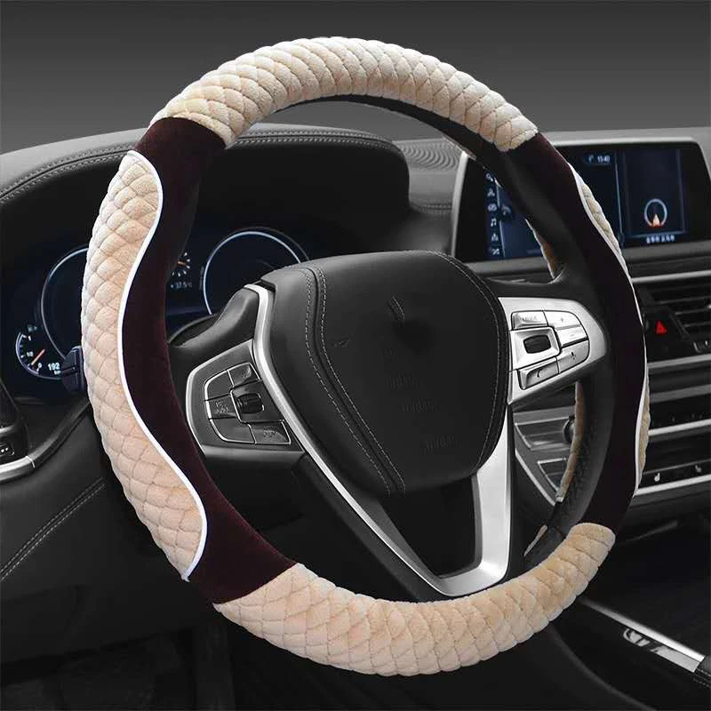 Car Steering Wheel Cover Winter Soft Plush Warm Anti-skid Furry Car Accessories Interior For Bmw Audi A3 8p A5 Nissan Mazda Kia