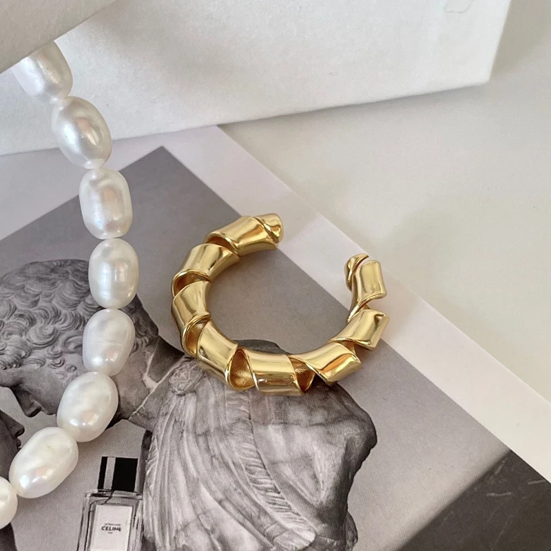 Silvology Real 925 Sterling Silver Rotate Space Slash Rings for Women Minimalist Distortion INS Style Korea Rings Design Jewelry