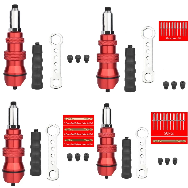 

Riveter Gun Adapter Electric Power Drill Riveting Hand Tool Multifunctional Riveter Adapter Kit for Riveting Insert