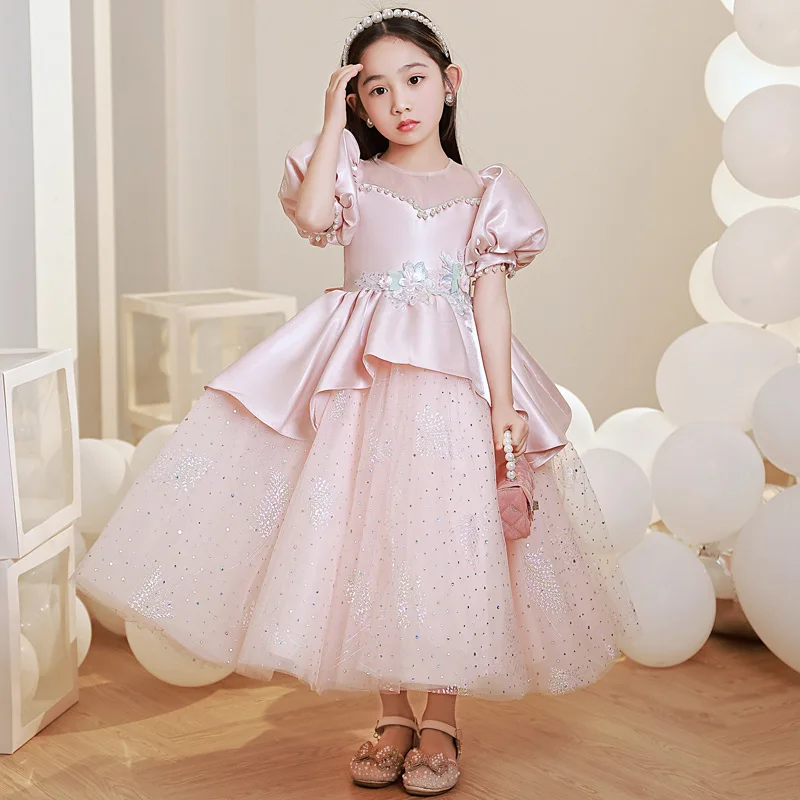 

Детское Цветочное платье для девочек, вечернее платье для вечерние НКИ и свадьбы, бальное платье для подростков, пышное платье, Розовая Одежда для выпускного вечера, возраст от 3 до 14 лет