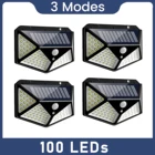 Уличная лампа на солнечной батарее с датчиком движения, 100 светодиодов, 3 режима