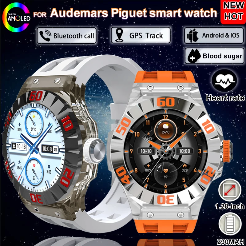 Новые спортивные умные часы для мужчин 1 28-дюймовый HD AMOLED-экран уровень сахара в