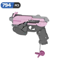 moc overwatched popular game series d va weapons building blocks building models pistol military weapons children toys gifts