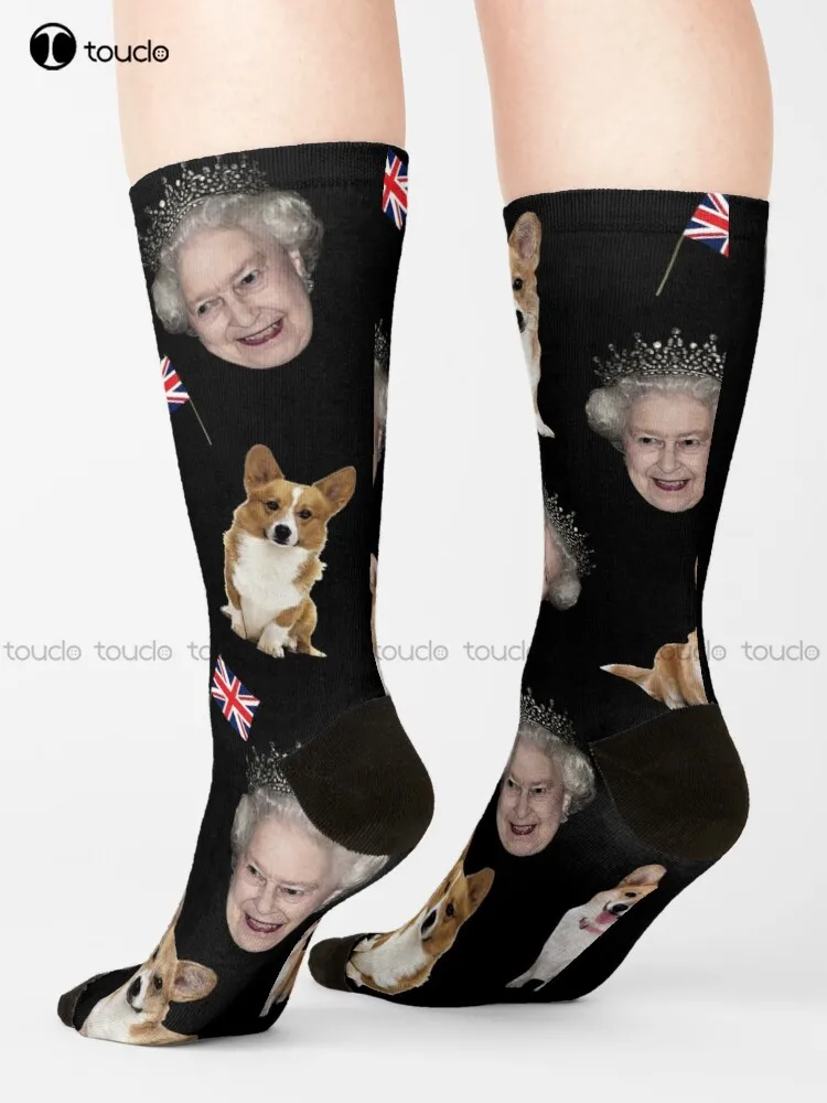 

Queen Elizabeth And Corgis Pattern Socks Red Socks High Quality Cute Elegant Lovely Kawaii Cartoon Sweet Harajuku Cotton Gift