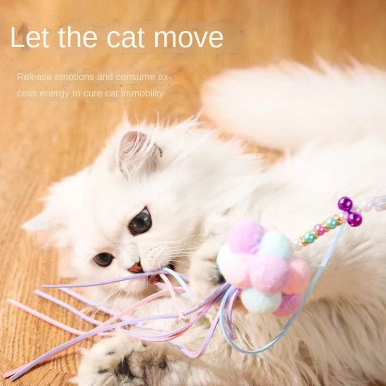 

Cat Toy Teasing Cat Stick with Bell Teasing Cat Artifact Resistant To Bite Feather Teasing Cat Stick Cat Toy Kitten Supplies
