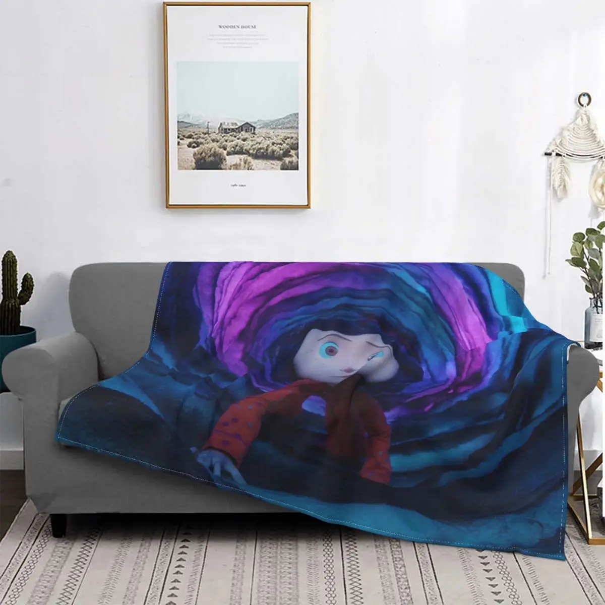 

Horror Girl Coraline Blankets Velvet Textile Decor The Secret Door Fantasy Anime Throw Blankets for Sofa Couch Bedding Throws