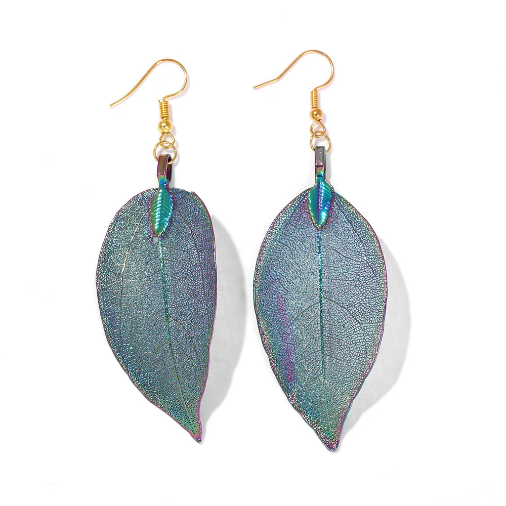 

Fashion Real Natural Leaf Earrings For Women Unique Big Leaf Long Earrings Bohemian Leaf Pendant Dangles Female Jewelry Party